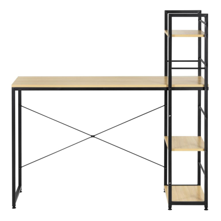 Birou cu blat MDF si rafturi laterale, cadru metalic, 120x48x122 cm, maro deschis [18]