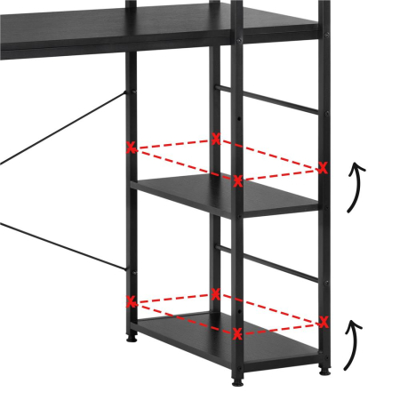 Birou cu blat MDF si rafturi laterale, cadru metalic, 120x48x122 cm, negru [19]