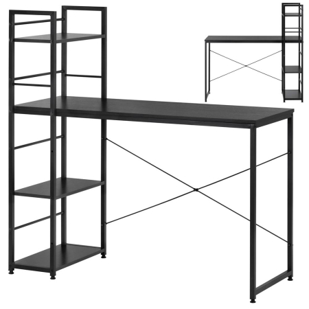 Birou cu blat MDF si rafturi laterale, cadru metalic, 120x48x122 cm, negru [3]