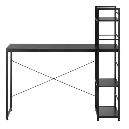 Birou cu blat MDF si rafturi laterale, cadru metalic, 120x48x122 cm, negru [13]