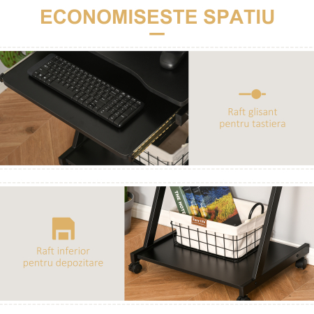  birou cu suport pentru PC si tastatura, negru [5]