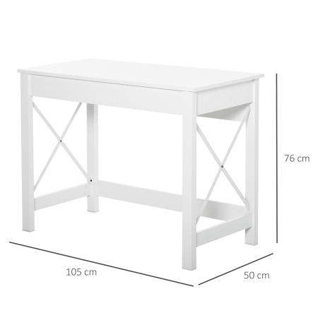 , Birou de Studiu, Stil Modern, MDF, Metal, 105x50x76 cm, Alb [2]