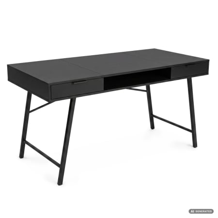 Dormitor & birou - Birou industrial, MDF melaminat, cu 2 sertare si raft, cadru metalic, 120x50x81 cm, negru