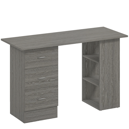 Birouri -  Birou modern cu 3 Sertare si Rafturi in Lemn Alb 120x49x72cm