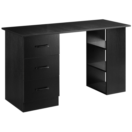 Dormitor & birou -  Birou Modern din Lemn cu 3 Sertare si 3 Rafturi pentru Camera si Birou, 120x49x72cm, Negru