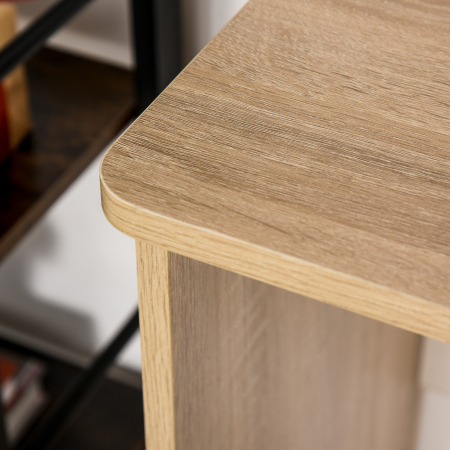  Birou Modern din Lemn cu Raft cu 3 Etaje, 100x44x74cm, Alb si Stejar [7]