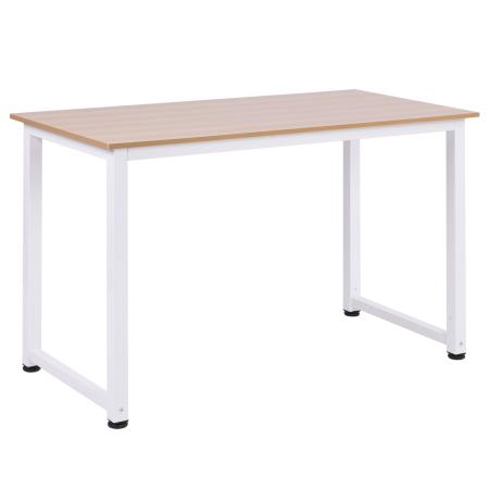  Birou Modern din MDF Stejar - Picioare Metalice Albe [3]