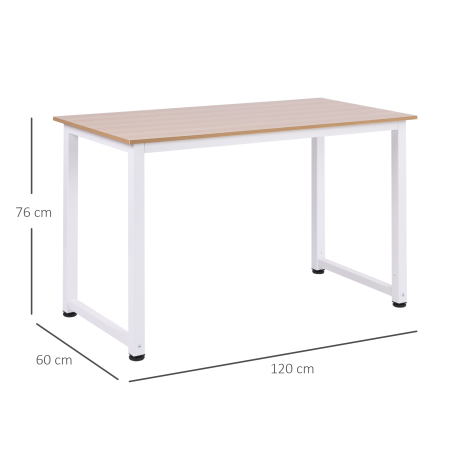  Birou Modern din MDF Stejar - Picioare Metalice Albe [2]