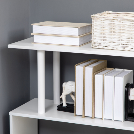  Birou Modern pentru Calculator in forma de L, Masa de scris, Birou de colt cu rafturi pe 4 nivele pentru biroul de acasa, alb [6]