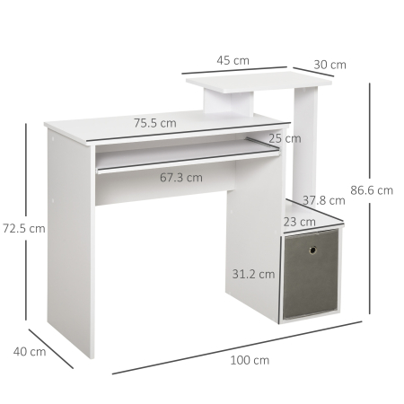  Birou Modern pentru PC - Cu Blat, Sertar & Suport Tastatura [2]