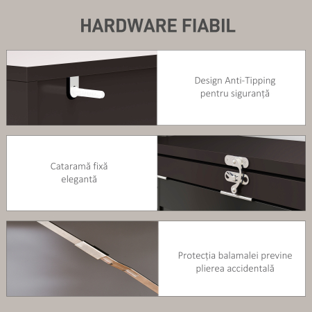  Birou Modern Pliabil cu Biblioteca si Tabla, din Lemn si Metal, 98x51x153 cm, Maro [3]