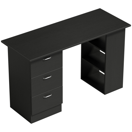 Dormitor & birou -  Birou PC cu 3 rafturi si 3 sertare pentru camera si birou, din lemn MDF, 120x49x72 cm, negru