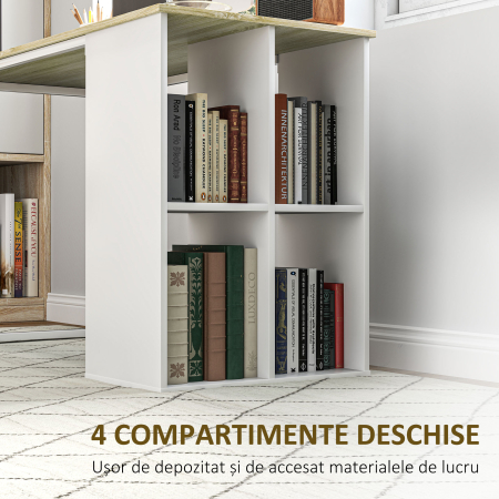  Birou PC cu 4 Rafturi Deschise 120×54×75 cm [3]