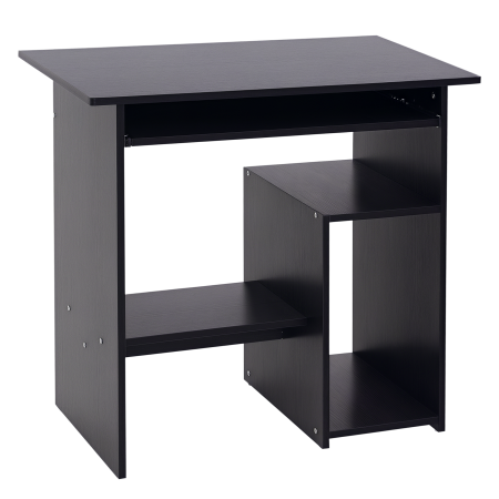 Birouri -  Birou PC Modern din Lemn cu Raft pentru Unitatea Centrala si Spatiu pentru Tastatura Glisanta, 80x45x75 cm, Negru
