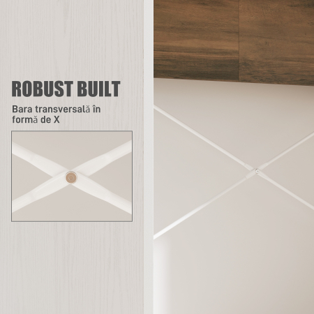  Birou PC pentru Studiu cu Blat inaltat si 2 Rafturi, 110x50x102.6 cm, Alb si Maro Nuc [4]