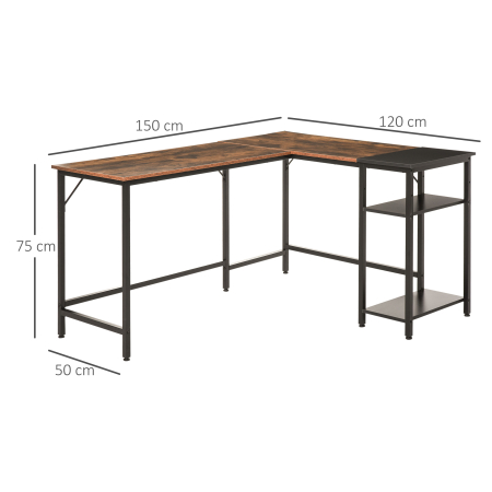  birou pentru calculator, stil industrial, 150x120x75cm [2]