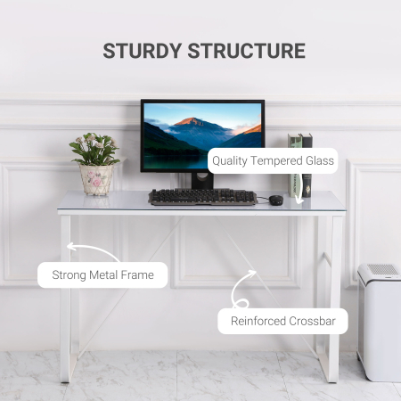  Birou pentru camera birou din metal alb si sticla securizata [4]