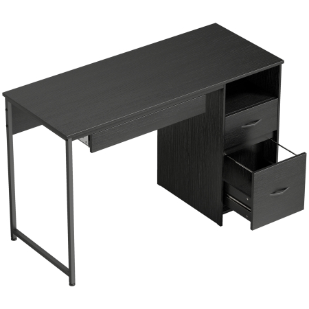 Dormitor & birou -  Birou pentru Computer, 120x52.3 cm, Birou Compact cu Suport pentru Tastatura, Compartiment Deschis si Sertare pentru Documente A4, Scrisoare, Legal, Birou Modern pentru Acasa sau Birou, Negru