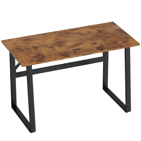 Birouri -  Birou pentru Computer, 120x60x76 cm Birou Lungu cu Colturi Rotunjite si Structura din Otel, Masa PC Industriala, pentru Casa, Studiu, Dormitor, Birou, Maro Rustic