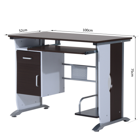  Birou pentru PC cu Sertare in Lemn, 100x52x75cm, Maro [2]
