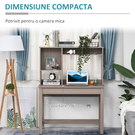  birou raft cu biblioteca, 105x50x137,5cm [4]