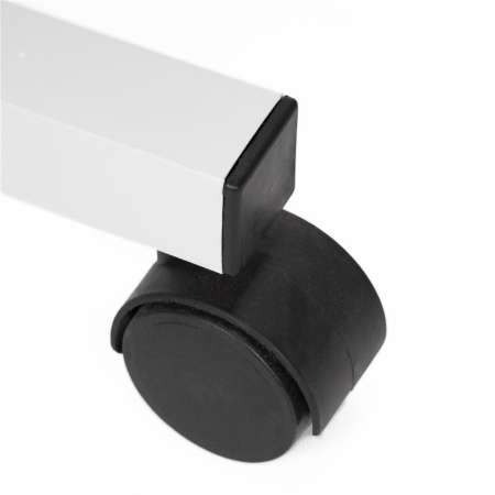 Birou reglabil pe inaltime cu rafturi si roti, blat din lemn si structura metalica, 80x40x76-86 cm, alb [9]