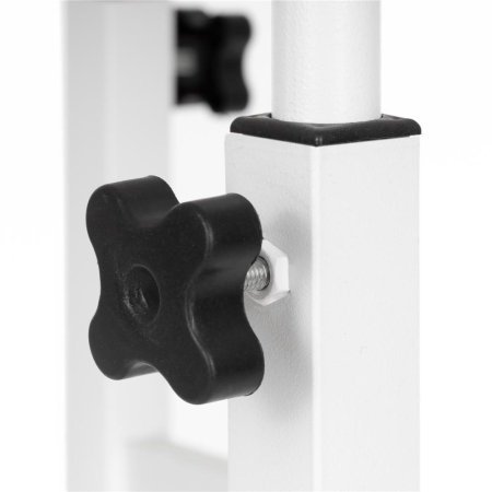 Birou reglabil pe inaltime cu rafturi si roti, blat din lemn si structura metalica, 80x40x76-86 cm, alb [7]