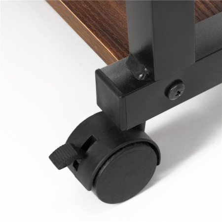 Birou reglabil pe inaltime cu rafturi si roti, blat din lemn si structura metalica, 80x40x76-86 cm, maro inchis [9]