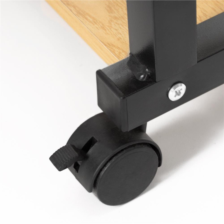 Birou reglabil pe inaltime cu rafturi si roti, blat din lemn si structura metalica, 80x40x76-86 cm, maro natur [4]