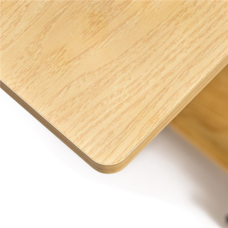 Birou reglabil pe inaltime cu rafturi si roti, blat din lemn si structura metalica, 80x40x76-86 cm, maro natur [6]