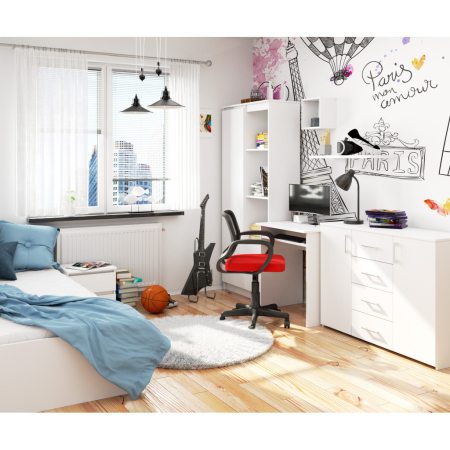 Birou STAR pentru camera copilului, raft tastatura, pal laminat 16 mm, 68x51x74 cm, alb [2]