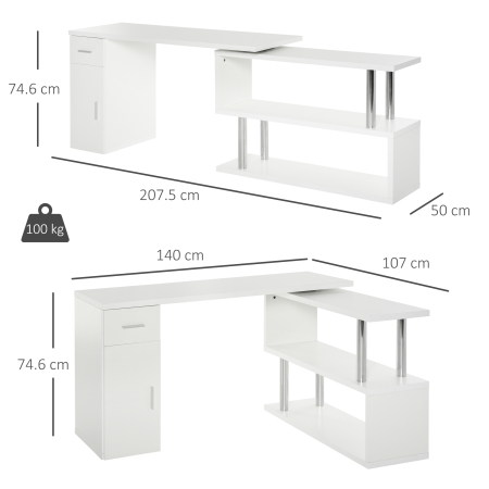  birou unghiular modern, din lemn, 140x107x74.6 cm [2]