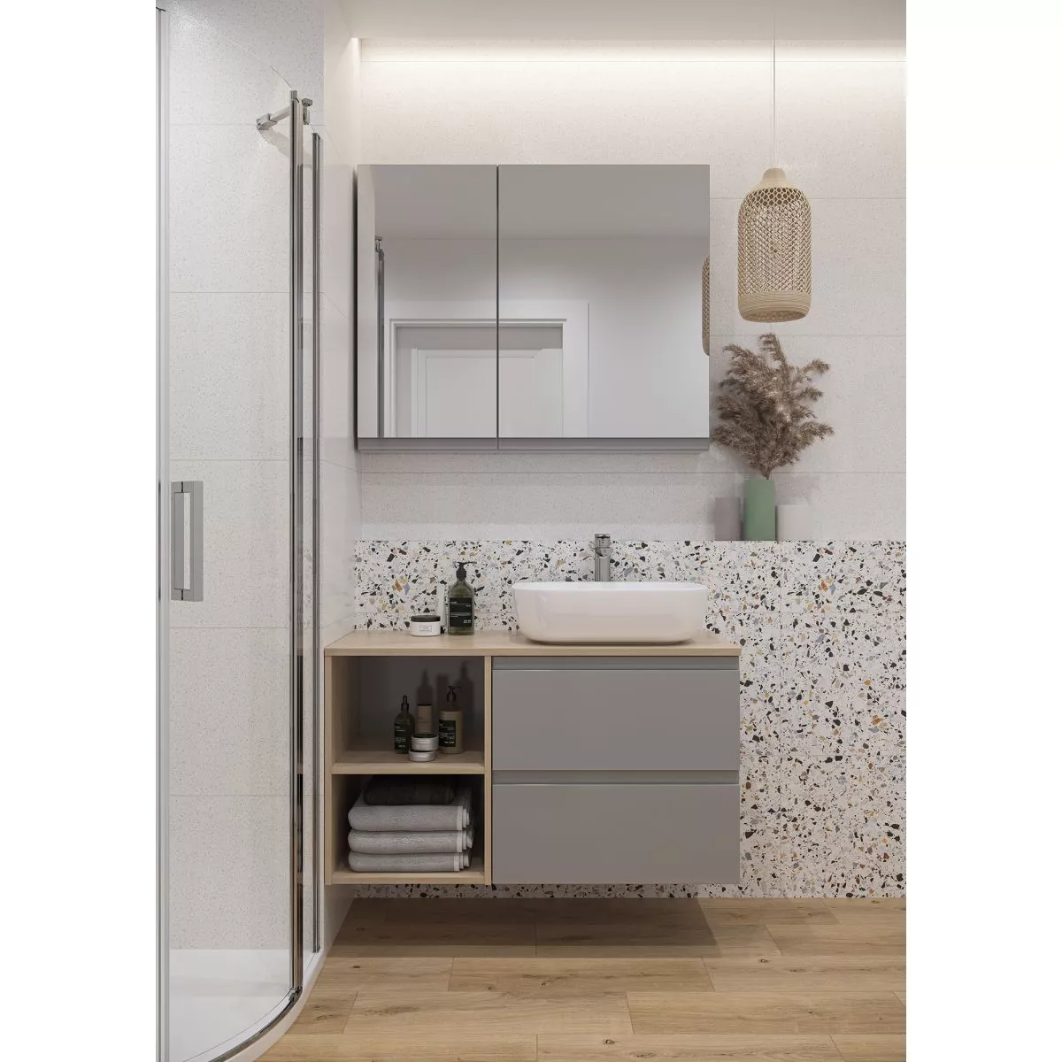 Blat lavoar Cersanit Moduo, 80 x 45 cm, MDF, mat, maro, S590-023 [2]