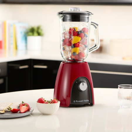 Blender de bucatarie Russell Hobbs 27120-56 Desire, 850W, 1.5L sticla, 2 viteze + puls, lame inox, lavabil la masina de spalat vase, Rosu [6]
