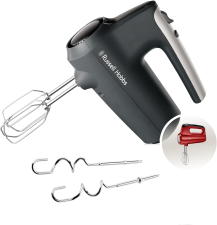 Bucatarie - Mixer de mana Russell Hobbs 27151-56 Desire, 350W, 5 viteze + turbo, accesorii crom lavabile la masina de spalat vase, Gri Carbune Mat