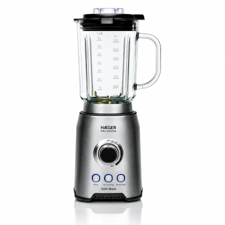 Blender HAEGER ULTRA SMOOTHIE, Capacitate 1,75 L, Putere 1200 W, Bol din sticla detasabil, Lame din titan, Viteza variabila, Functie Pulse si gheata, Aluminiu [4]