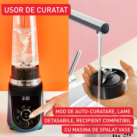 Blender Tefal Blend Up BL19H4F0, 1000W, recipiente portabile de 400 ml / 700 ml, 8 programe automate, 6 lame Powelix detasabile, functie auto curata [5]