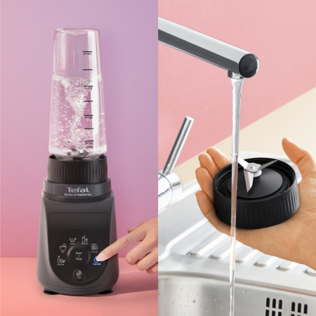Blender Tefal Blend Up Essential BL1EHBF0, 800 W, 0.6 L, tehnologie Powelix, 4 lame inox, 6 programe automate, functie autocuratare, negru [3]