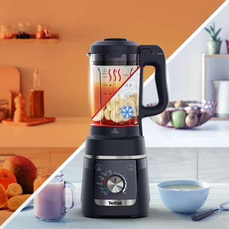 Blender Tefal Blendforce Cook BL5768F0, 1000 W, 1.75 L, 6 programe, tehnologie Powelix, functie de gatire, 6 lame inox, negru [3]