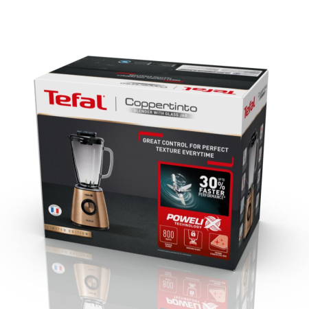 Blender Tefal Blendforce Coppertinto BL439G10, 800W, 1.25 L, Tehnologie Powelix, recipient din sticla termo-rezistent, lame detasabile, functie zdr [3]
