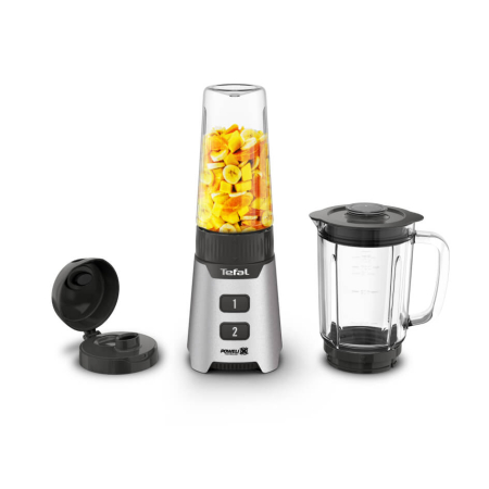 Blender Tefal Minimix BL16GE30, 400W, 2 trepte de viteza, recipient termorezistent 0.7 L, recipient portabil 0.6 L, lame detasabile Powelix, arginti [3]