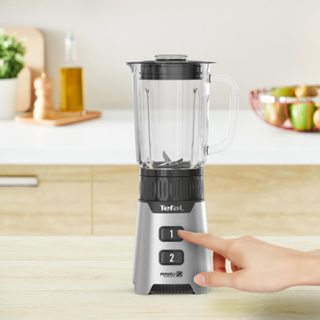 Blender Tefal Minimix BL16GE30, 400W, 2 trepte de viteza, recipient termorezistent 0.7 L, recipient portabil 0.6 L, lame detasabile Powelix, arginti [9]