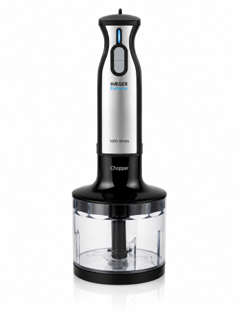 Blender vertical cu tocator HAEGER EXTREME CHOPPER, Set tocator inclus (lama titan 54mm), Putere 1000W, Functie Turbo putere maxima, Piese detasabile usor de curatat, Argintiu [3]