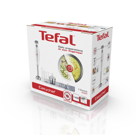 Blender vertical Tefal HB453138 Easychef 3 in 1, 450 W, 2 viteze, tocator, vas gradat, tel, Alb [3]