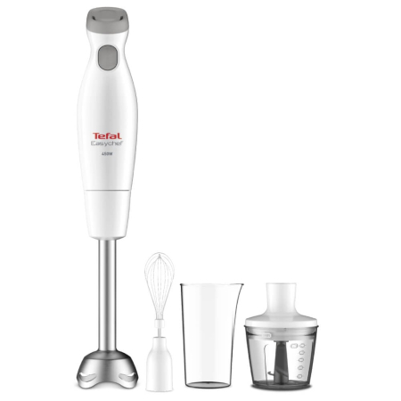 Bucatarie - Blender vertical Tefal HB453138 Easychef 3 in 1, 450 W, 2 viteze, tocator, vas gradat, tel, Alb