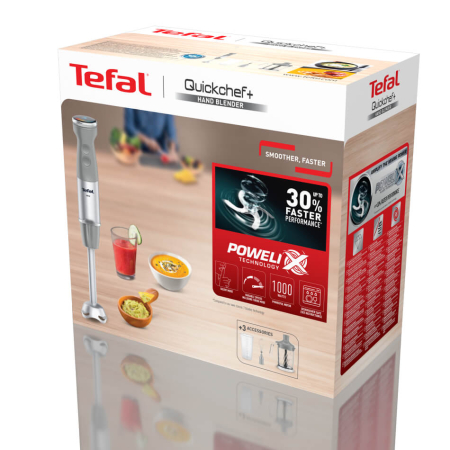 Blender vertical Tefal Quickchef+ HB67MB30, 1000W, 20 trepte de viteza si functie Turbo, inox, 4 lame, gri & argintiu [10]