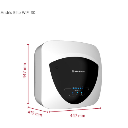 Boiler electric Ariston Andris Elite WiFi 10/5 EU, 10l, 1200W, butoane soft touch, control vocal, clasa energetica A, Montare deasupra chiuvetei, 360x360x298mm, Alb [1]