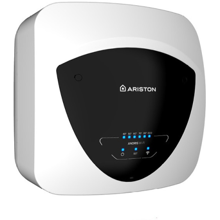 Instalatii sanitare, termice & climatizare - Boiler electric Ariston Andris Elite WiFi 10/5 EU, 10l, 1200W, butoane soft touch, control vocal, clasa energetica A, Montare deasupra chiuvetei, 360x360x298mm, Alb
