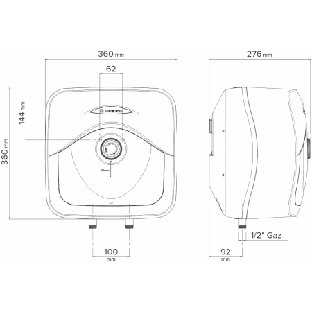 Boiler electric Ariston Andris RS 10/5 EU, 10l, 1200W, Termostat imersat, Montare deasupra chiuvetei, Rezervor emailat, Alb [2]