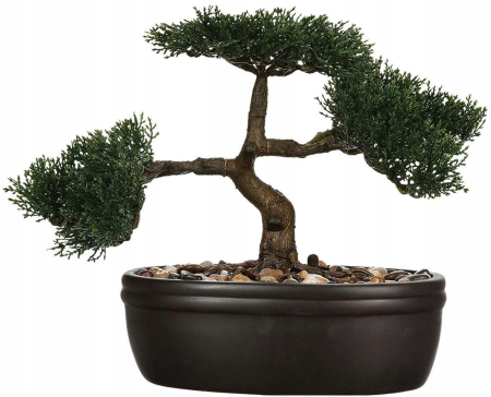 Bonsai artificial Atmosphera in ghiveci ceramic cu pietricele decorative, 23 cm, verde [3]